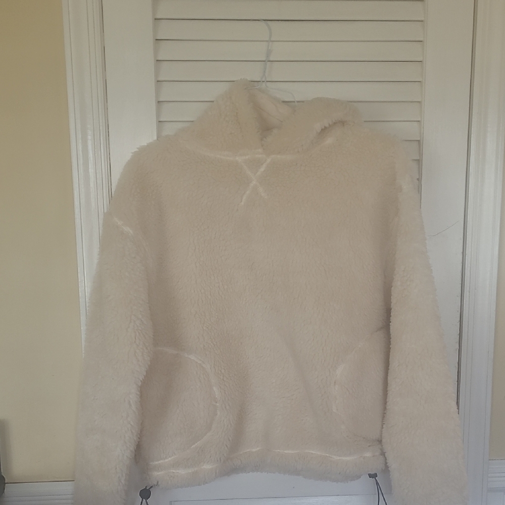 Topshop Cozy Cream Fleece Hoodie